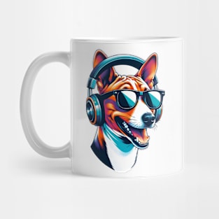 Basenji Smiling DJ with Headphones Japanese Art Mug